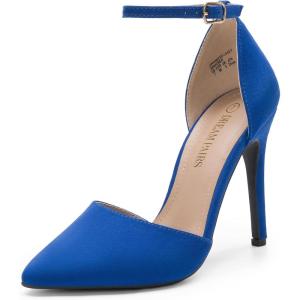 imageDREAM PAIRS Womens OppointedLacey Pointed Toe Ankle Strap High Heel Stiletto Pumps Wedding Dress ShoesRoyalBlue