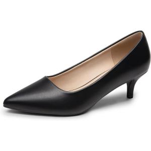 imageDREAM PAIRS Womens Pumps Kitten Heel Pointed Toe Shoes for Women Comfortable Office Work Dress ShoesBlackpu
