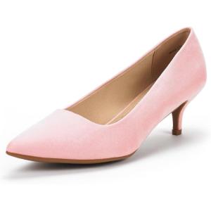 imageDREAM PAIRS Womens Pumps Kitten Heel Pointed Toe Shoes for Women Comfortable Office Work Dress ShoesPinkSuede