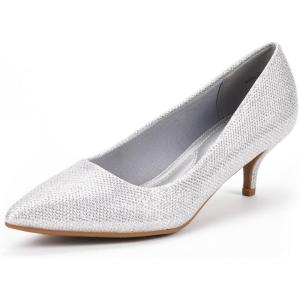 imageDREAM PAIRS Womens Pumps Kitten Heel Pointed Toe Shoes for Women Comfortable Office Work Dress ShoesSilverGlitter