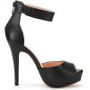 imageDREAM PAIRS SWAN05 New Womens Ankle Strap Back Zipper Peep Toe High Heel Platform Pump ShoesBlack Pu75 BM US