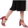 imageDREAM PAIRS Womens Block Chunky Rhinestone Low Heels Square Toe Sparkly Dressy Ankle Strap Heels SandalsRedRhinestone