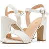 imageDREAM PAIRS Womens Chunky Heels Open Toe Ankle Strap High Block Comfy Dress Heel Sandals Pumps ShoesWhitePu