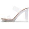 imageDREAM PAIRS Womens Clear Two Strap Open Toe High Block Chunky Slip on Dress Heel SandalsWood GrainCleartpu
