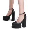 imageDREAM PAIRS Womens High Chunky Platform Closed Toe Block Heels Square Toe Ankle Strap Dress Wedding Party Pumps Shoes AureliaBlack