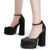 imageDREAM PAIRS Womens High Chunky Platform Closed Toe Block Heels Square Toe Ankle Strap Dress Wedding Party Pumps Shoes AureliaBlacksatin