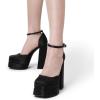 imageDREAM PAIRS Womens High Chunky Platform Closed Toe Block Heels Square Toe Ankle Strap Dress Wedding Party Pumps Shoes AureliaBlacksatin