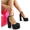 imageDREAM PAIRS Womens High Chunky Platform Closed Toe Block Heels Square Toe Ankle Strap Dress Wedding Party Pumps Shoes AureliaBlacksatin