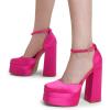 imageDREAM PAIRS Womens High Chunky Platform Closed Toe Block Heels Square Toe Ankle Strap Dress Wedding Party Pumps Shoes AureliaRose Redsatin