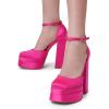 imageDREAM PAIRS Womens High Chunky Platform Closed Toe Block Heels Square Toe Ankle Strap Dress Wedding Party Pumps Shoes AureliaRose Redsatin