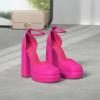 imageDREAM PAIRS Womens High Chunky Platform Closed Toe Block Heels Square Toe Ankle Strap Dress Wedding Party Pumps Shoes AureliaRose Redsatin