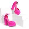 imageDREAM PAIRS Womens High Chunky Platform Closed Toe Block Heels Square Toe Ankle Strap Dress Wedding Party Pumps Shoes AureliaRose Redsatin