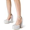 imageDREAM PAIRS Womens High Chunky Platform Closed Toe Block Heels Square Toe Ankle Strap Dress Wedding Party Pumps Shoes AureliaSilverrhinestone