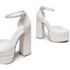 imageDREAM PAIRS Womens High Chunky Platform Closed Toe Block Heels Square Toe Ankle Strap Dress Wedding Party Pumps Shoes AureliaWhite