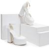imageDREAM PAIRS Womens High Chunky Platform Closed Toe Block Heels Square Toe Ankle Strap Dress Wedding Party Pumps Shoes AureliaWhite