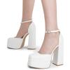 imageDREAM PAIRS Womens High Chunky Platform Closed Toe Block Heels Square Toe Ankle Strap Dress Wedding Party Pumps Shoes AureliaWhite