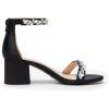 imageDREAM PAIRS Womens LowChunk Low Heel Pump SandalBlacksatin
