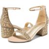 imageDREAM PAIRS Womens LowChunk Low Heel Pump SandalGoldRhinestone