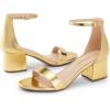 imageDREAM PAIRS Womens LowChunk Low Heel Pump SandalGoldmetallic