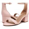 imageDREAM PAIRS Womens LowChunk Low Heel Pump SandalPinkSuede
