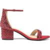 imageDREAM PAIRS Womens LowChunk Low Heel Pump SandalRedRhinestone