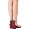 imageDREAM PAIRS Womens LowChunk Low Heel Pump SandalRedRhinestone