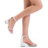 imageDREAM PAIRS Womens LowChunk Low Heel Pump SandalWhitesatin
