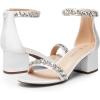 imageDREAM PAIRS Womens LowChunk Low Heel Pump SandalWhitesatin