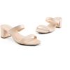 imageDREAM PAIRS Womens Two Strap Open Toe Low Block Chunky Heels Sandals Dress Pumps Casual Summer Mules ShoesApricontPu