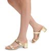 imageDREAM PAIRS Womens Two Strap Open Toe Low Block Chunky Heels Sandals Dress Pumps Casual Summer Mules ShoesGoldpu