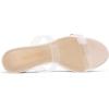 imageDREAM PAIRS Womens Two Strap Open Toe Low Block Chunky Heels Sandals Dress Pumps Casual Summer Mules ShoesNudeTpu