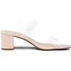 imageDREAM PAIRS Womens Two Strap Open Toe Low Block Chunky Heels Sandals Dress Pumps Casual Summer Mules ShoesNudeTpu