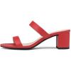 imageDREAM PAIRS Womens Two Strap Open Toe Low Block Chunky Heels Sandals Dress Pumps Casual Summer Mules ShoesRedPu