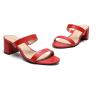 imageDREAM PAIRS Womens Two Strap Open Toe Low Block Chunky Heels Sandals Dress Pumps Casual Summer Mules ShoesRedPu