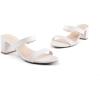 imageDREAM PAIRS Womens Two Strap Open Toe Low Block Chunky Heels Sandals Dress Pumps Casual Summer Mules ShoesWhitePu