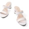 imageDREAM PAIRS Womens Two Strap Open Toe Low Block Chunky Heels Sandals Dress Pumps Casual Summer Mules ShoesWhitePu