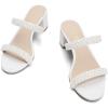 imageDREAM PAIRS Womens Two Strap Open Toe Low Block Chunky Heels Sandals Dress Pumps Casual Summer Mules ShoesWhitepearl