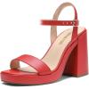 imageDREAM PAIRS Heels for Women Block Chunky Platform High Heels Open Toe GISELLE Fashion Wedding Party Evening Prom Dance Ankle Strap Dress Pump Sandals ShoesRed