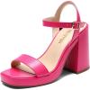 imageDREAM PAIRS Heels for Women Block Chunky Platform High Heels Open Toe GISELLE Fashion Wedding Party Evening Prom Dance Ankle Strap Dress Pump Sandals ShoesHot Pink