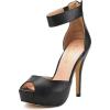 imageDREAM PAIRS SWAN05 New Womens Ankle Strap Back Zipper Peep Toe High Heel Platform Pump ShoesBlack Pu75 BM US