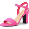 imageDREAM PAIRS Womens Chunky Heels Open Toe Ankle Strap High Block Comfy Dress Heel Sandals Pumps ShoesHot Pinksuede