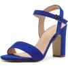 imageDREAM PAIRS Womens Chunky Heels Open Toe Ankle Strap High Block Comfy Dress Heel Sandals Pumps ShoesRoyalBlueSuede
