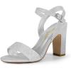 imageDREAM PAIRS Womens Chunky Heels Open Toe Ankle Strap High Block Comfy Dress Heel Sandals Pumps ShoesSilverglitter