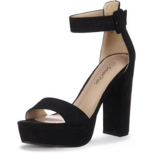 imageDREAM PAIRS Womens Hilo Heeled SandalBlackSuede