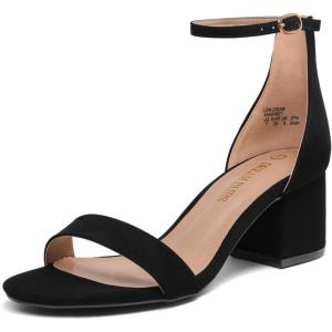 imageDREAM PAIRS Womens LowChunk Low Heel Pump SandalBlackNubuck