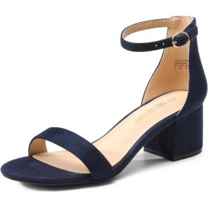 imageDREAM PAIRS Womens LowChunk Low Heel Pump SandalNavysuede