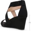imageDREAM PAIRS Womens Ankle Strap Wedge Sandals Comfortable Open Toe Summer Dress ShoesBlackNubuck