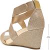 imageDREAM PAIRS Womens Ankle Strap Wedge Sandals Comfortable Open Toe Summer Dress ShoesGoldGlitter