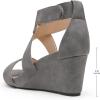 imageDREAM PAIRS Womens Ankle Strap Wedge Sandals Comfortable Open Toe Summer Dress ShoesGreyNubuck