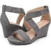 imageDREAM PAIRS Womens Ankle Strap Wedge Sandals Comfortable Open Toe Summer Dress ShoesGreyNubuck